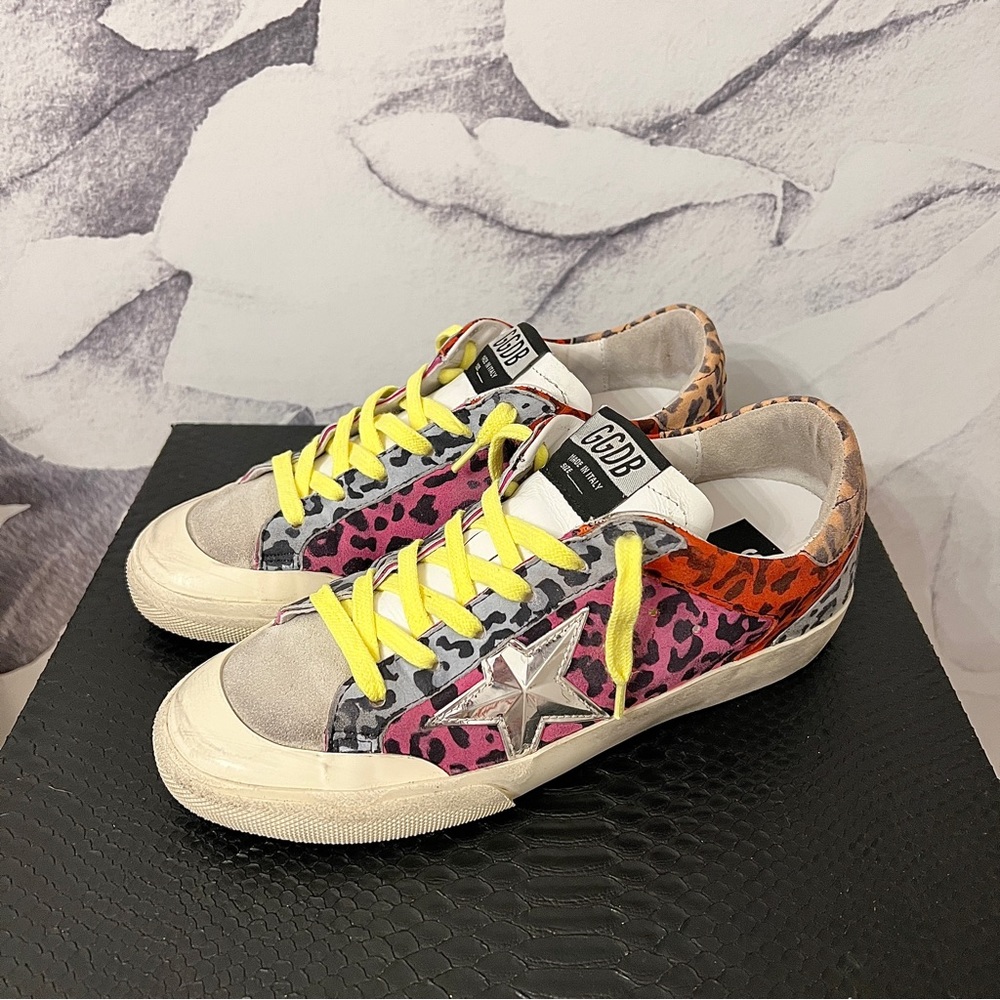 HTF GOLDEN GOOSE Multi COLOR Leopard SUPERSTAR Penstar 37 - Picture 5 of 12